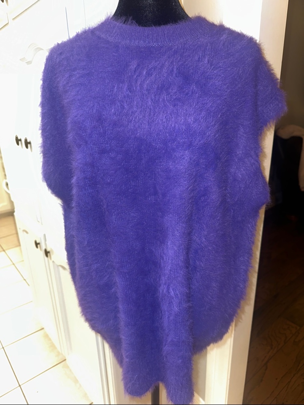 FRNCH Plush Fuzzy Purple Sleveless Sweater